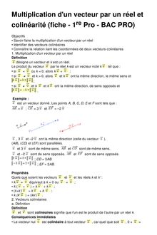 Multiplication d un vecteur par un réel et colinéarité