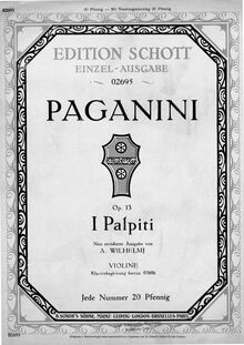 Partition de violon, Variations on  I Palpiti , Paganini, Niccolò