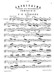 Partition de violon, Fantaisie sur des motifs de l opéra  L Africaine , Op.110