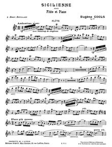 Partition flûte , partie, Sicilienne, Sicilienne for Flute and Piano