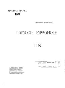 Partition complète, Rapsodie espagnole, Rhapsodie espagnole, Ravel, Maurice par Maurice Ravel