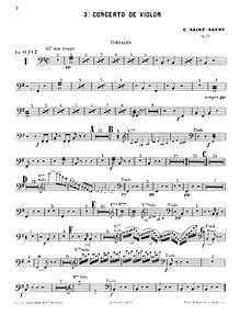 Partition timbales, violon Concerto No.3, B minor, Saint-Saëns, Camille