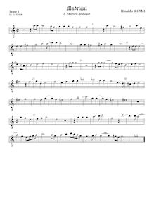 Partition ténor viole de gambe 1, octave aigu clef, madrigaux pour 5 voix par  Rinaldo del Mel par Rinaldo del Mel