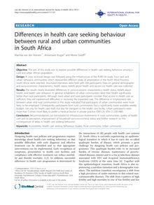 Differences in health care seeking behaviour between rural and urban communities in South Africa
