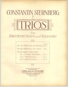 Partition couverture couleur, Piano Trio No.3, Op.104, C major, Sternberg, Constantin von
