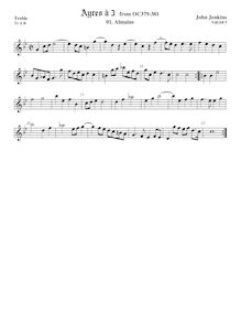Partition viole de gambe aigue, Airs pour 3 violes de gambe (aigu, ténor, basse) par John Jenkins