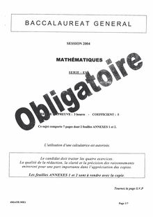 Sujet du bac ES 2004: Mathématique Obligatoire