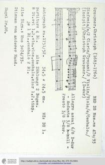 Partition complète et parties, Sinfonia en D major, GWV 527