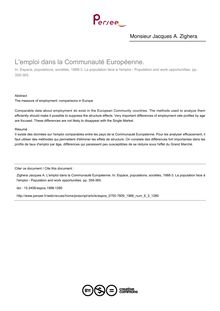 L emploi dans la Communauté Européenne. - article ; n°3 ; vol.6, pg 359-365