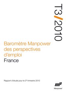 Baromètre Manpower des perspectives d emploi France