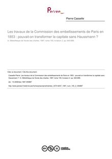 Les travaux de la Commission des embellissements de Paris en 1853 : pouvait-on transformer la capitale sans Haussmann ? - article ; n°2 ; vol.155, pg 645-689