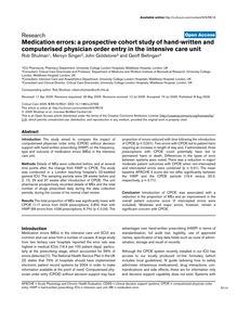 Medication errors: a prospective cohort study of hand-written and computerised physician order entry in the intensive care unit