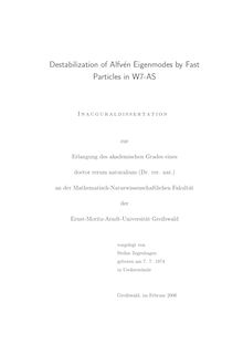 Destabilization of Alfvén eigenmodes by fast particles in W7-AS [Elektronische Ressource] / vorgelegt von Stefan Zegenhagen