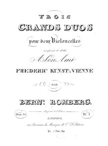 Partition violoncelle 1 , partie, 3 Grand Duos pour 2 violoncelles, Op.33 par Bernhard Romberg