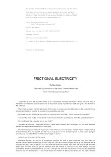 Frictional Electricity - From "The Saturday Evening Post."