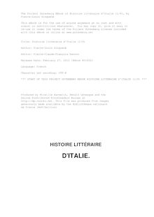 Histoire littéraire d Italie (1/9) par Pierre