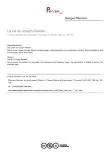 La vie de Joseph Pelletier - article ; n°281 ; vol.77, pg 128-134