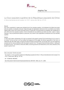 La Cour populaire suprême de la République populaire de Chine - article ; n°1 ; vol.37, pg 107-123