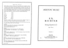 Partition parties complètes, corde quatuor, Op.5 No.1, G major, Richter, Franz Xaver