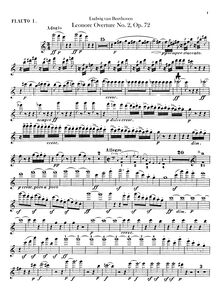 Partition flûte 1, 2, Leonora Overture No. 2, C major, Beethoven, Ludwig van