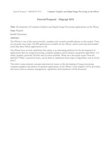 Tutorial Proposal  Sibgrapi 2010
