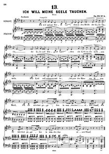 Partition No. , Ich will meine Seele tauchen (Heinrich Heine), 6 chansons, Op.29