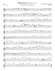 Partition ténor viole de gambe 1, octave aigu clef, Fantasia pour 5 violes de gambe, RC 67