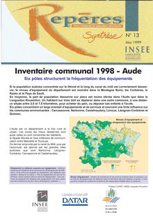 Inventaire communal 1998 ­ Aude : six pôles structurent la fréquentation des équipements