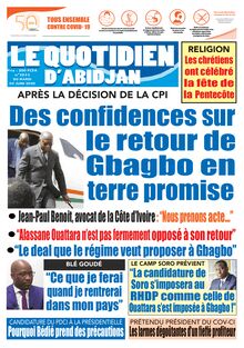 Le Quotidien d’Abidjan n°2853 - Du mardi 02 juin 2020
