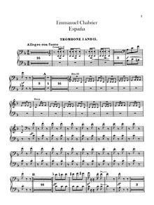 Partition Trombone 1/2, 3/Tuba, España, Chabrier, Emmanuel