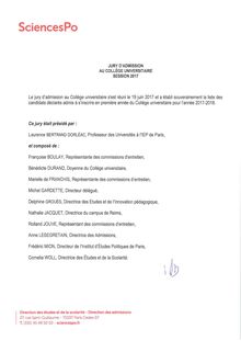 Liste des admis à Sciences Po Paris - 2017