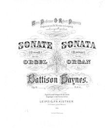 Partition complète, orgue Sonata, Op.11, D minor, Haynes, Battison