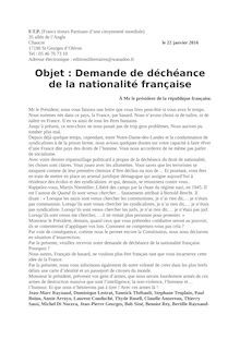 Demande de déchéance de la nationalité française