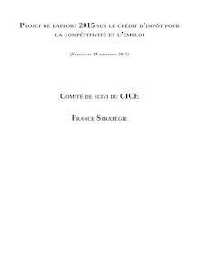 Projet de rapport 2015 du comité de suivi du CICE 