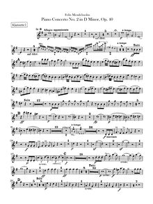Partition clarinette 1, 2 (B♭), Piano Concerto No.2, Op.40, D minor