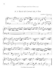 Partition , 2e Récit de Cornet du 7e Ton, Pièces d’orgue sur les 8 tons
