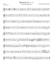 Partition ténor viole de gambe 2, octave aigu clef, Fantasia a 6, No.42