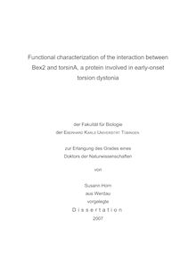 Functional characterization of the interaction between Bex2 and torsinA, a protein involved in early-onset torsion dystonia [Elektronische Ressource] / von Susann Horn