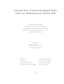Channel flow of electrorheological fluids under an inhomogeneous electric field [Elektronische Ressource] / vorgelegt von Ana Ursescu