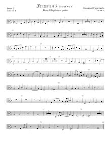 Partition ténor viole de gambe 2, alto clef, Fantasia pour 5 violes de gambe, RC 68