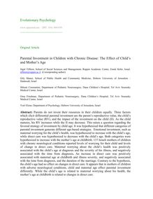 Parental investment in children with chronic disease: The effect of child’s and mother’s age