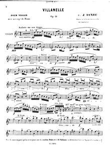 Partition de violon, Villanelle, G minor, Danbé, Jules