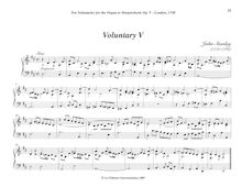 Partition Voluntary V (D major), Bénévoles Op. V, Stanley, John