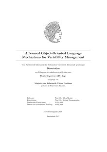 Advanced object-oriented language mechanisms for variability management [Elektronische Ressource] / vorgelegt von Vaidas Gasiūnas