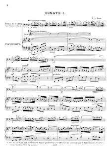 Partition Sonata No.1 en G major, BWV 1027 - Score, 3 sonates pour viole de gambe et clavecin