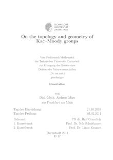 On the topology and geometry of Kac-Moody groups [Elektronische Ressource] / von Andreas Mars