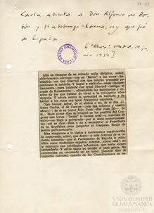 Carta abierta a Don Alfonso de Borbón y Habsburgo-Lorena, Rey que fué de España