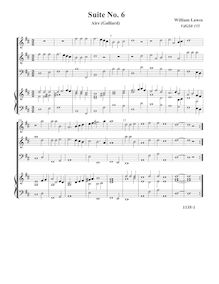 Partition complète,  No.6 pour 3 violes de gambe et orgue, Lawes, William par William Lawes