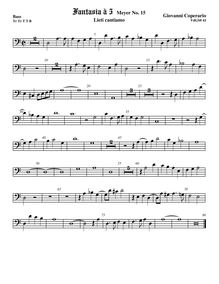Partition viole de basse, Fantasia pour 5 violes de gambe, RC 66