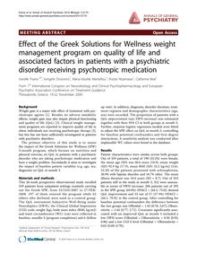 Effect of the Greek Solutions for Wellness weight management program on quality of life and associated factors in patients with a psychiatric disorder receiving psychotropic medication